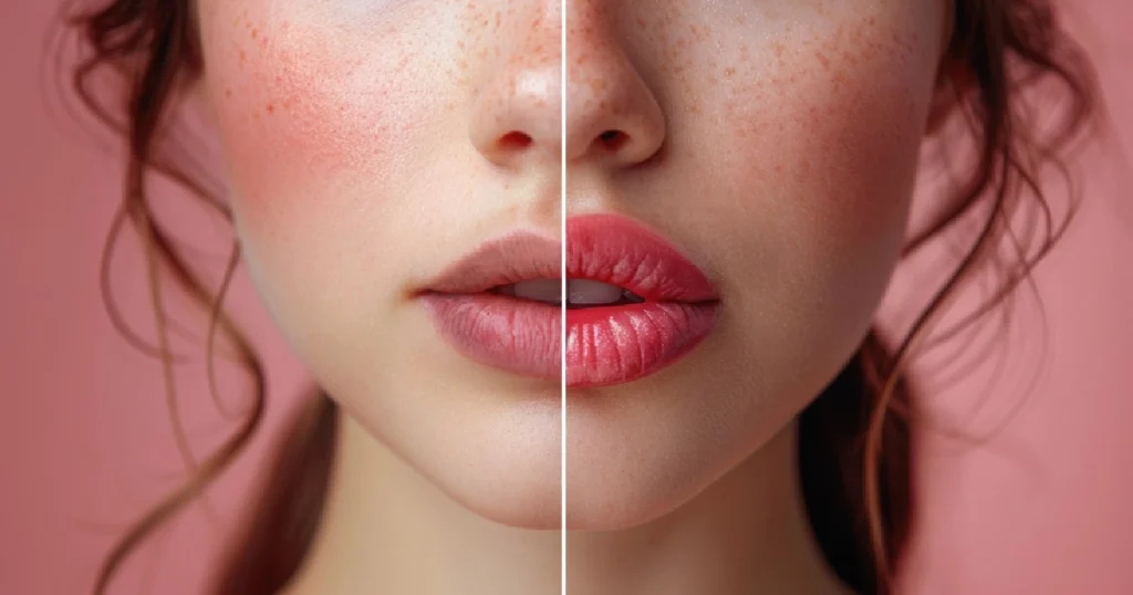 Lip filler before and after